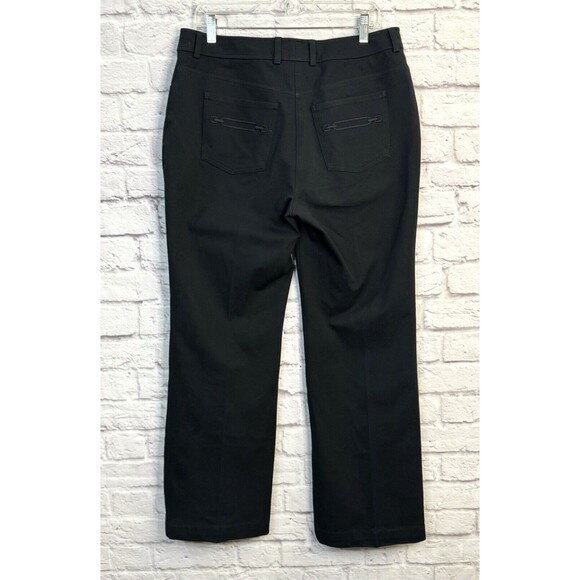 St. John Womens Black Denim Pants Jeans SIZE 12 Wide Straight Leg High Rise NEW - Picture 2 of 7